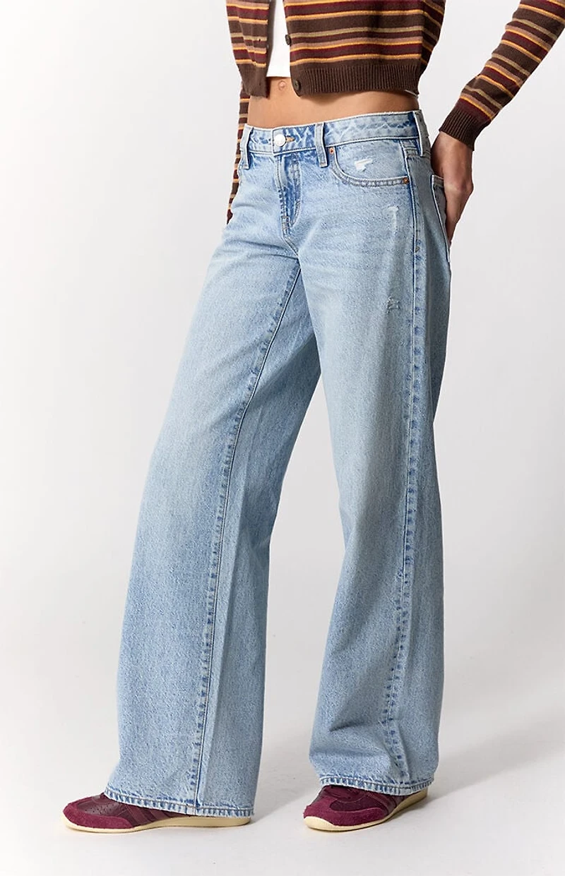 Pacsun Casey Low Rise Baggy Jeans Ripped Light Blue