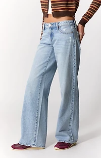 Pacsun Casey Low Rise Baggy Jeans Ripped Light Blue