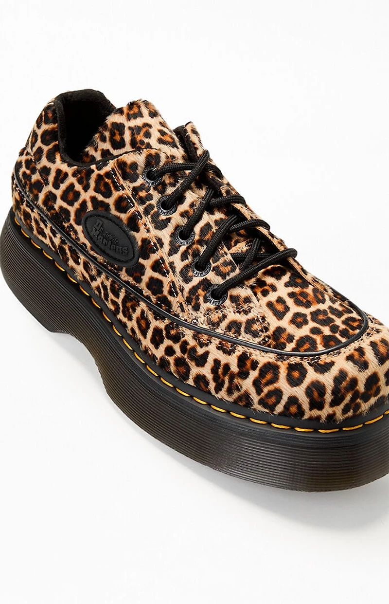 Dr Martens Women's Buzz 5 Eye Textured Leather Leopard Shoes