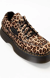Dr Martens Women's Buzz 5 Eye Textured Leather Leopard Shoes