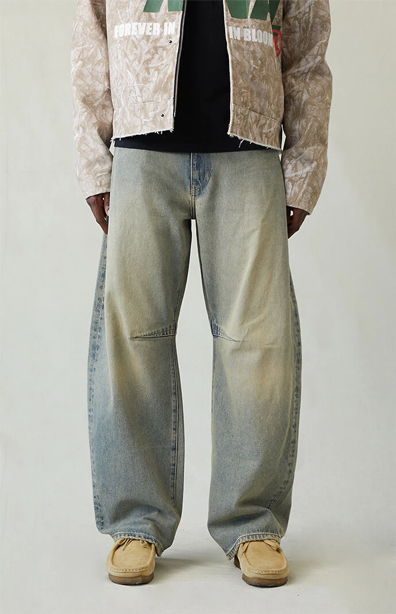 Pacsun Mason Baggy Barrel Jeans Medium Indigo Tinted