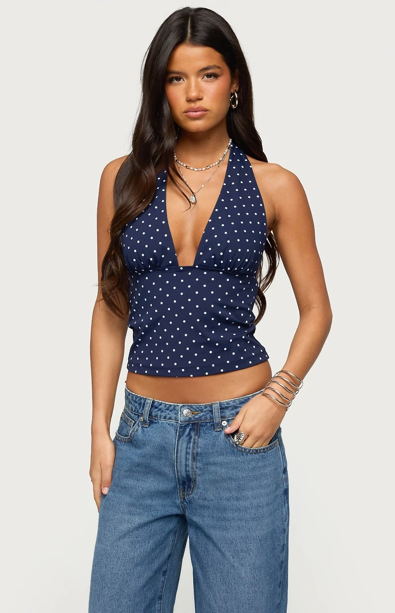 Edikted Blaire Polka Dot Halter Top