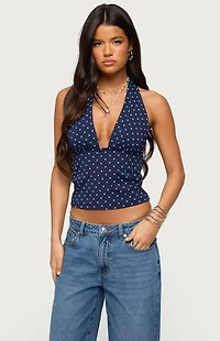 Edikted Blaire Polka Dot Halter Top