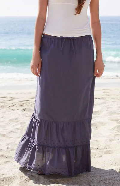 John Galt Navy Olive Maxi Skirt