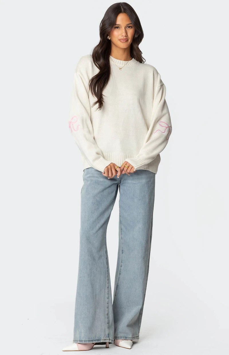Edikted Rutie Bow Patch Sweater