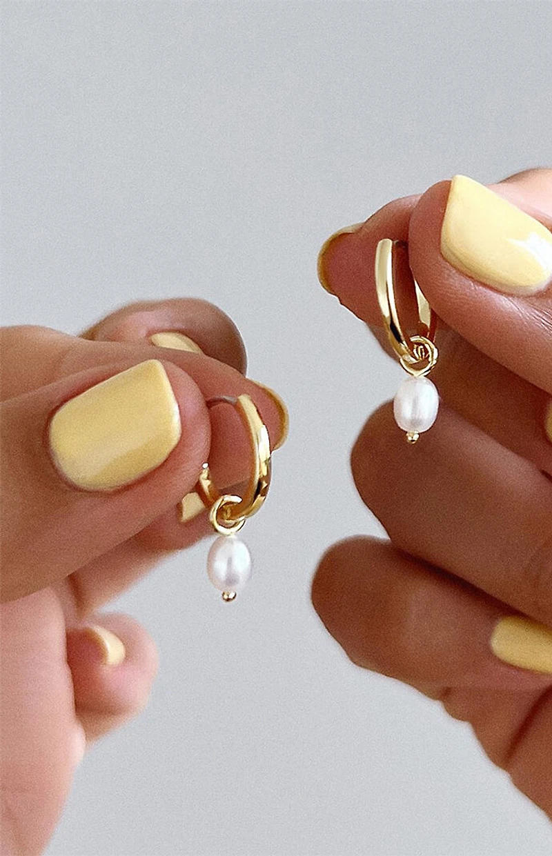 Ana Luisa Frida Pearl Huggie Hoop Earrings