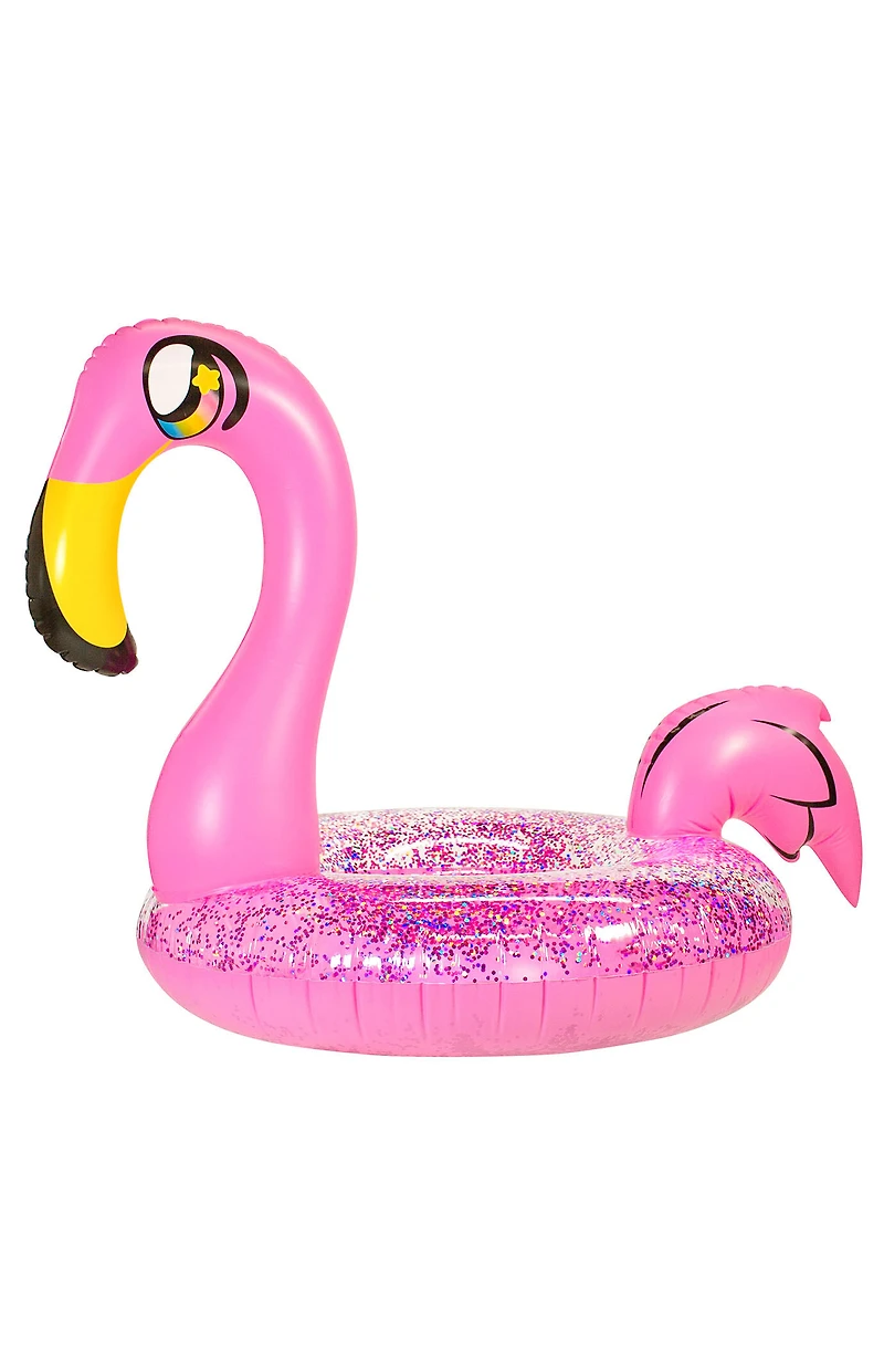 PoolCandy Inflatable 42" Jumbo Glitter Flamingo Pool Tube