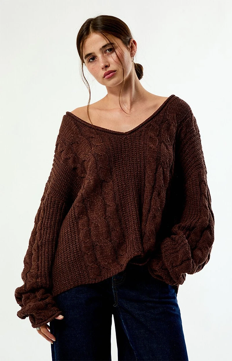 Your Favorite Laney V-Neck Cable Knit Sweater