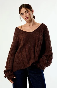 Your Favorite Laney V-Neck Cable Knit Sweater