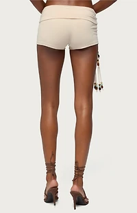 Edikted Thia Ruched Bead Foldover Shorts