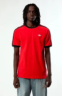 adidas Red Three Stripes Ringer T-Shirt
