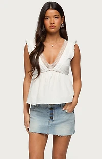 Edikted Meadow Lacey Linen Top