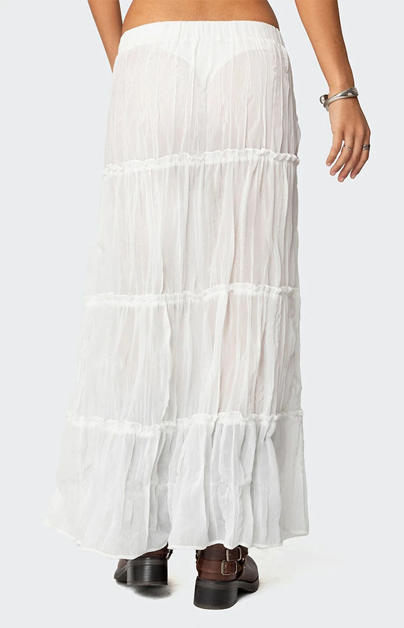 Edikted Tai Embroidered Tiered Maxi Skirt