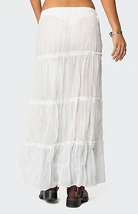 Edikted Tai Embroidered Tiered Maxi Skirt