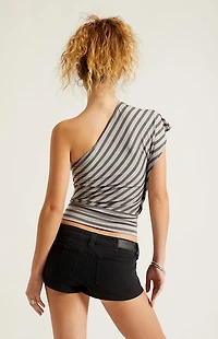 Third Charm Joan One Shoulder Striped Top