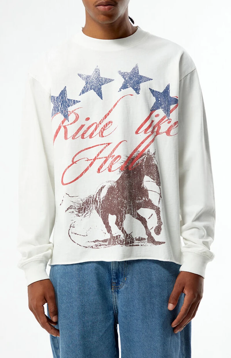 Pacsun Ride Like Hell Cropped Long Sleeve T-Shirt