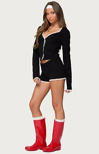 Edikted Sansa Lacey Knit Micro Shorts