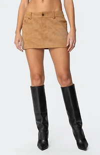 Edikted Isa Faux Suede Mini Skirt
