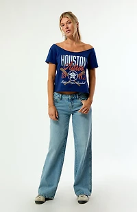 WILD COLLECTIVE x MLB Houston Astros Off-The-Shoulder T-Shirt