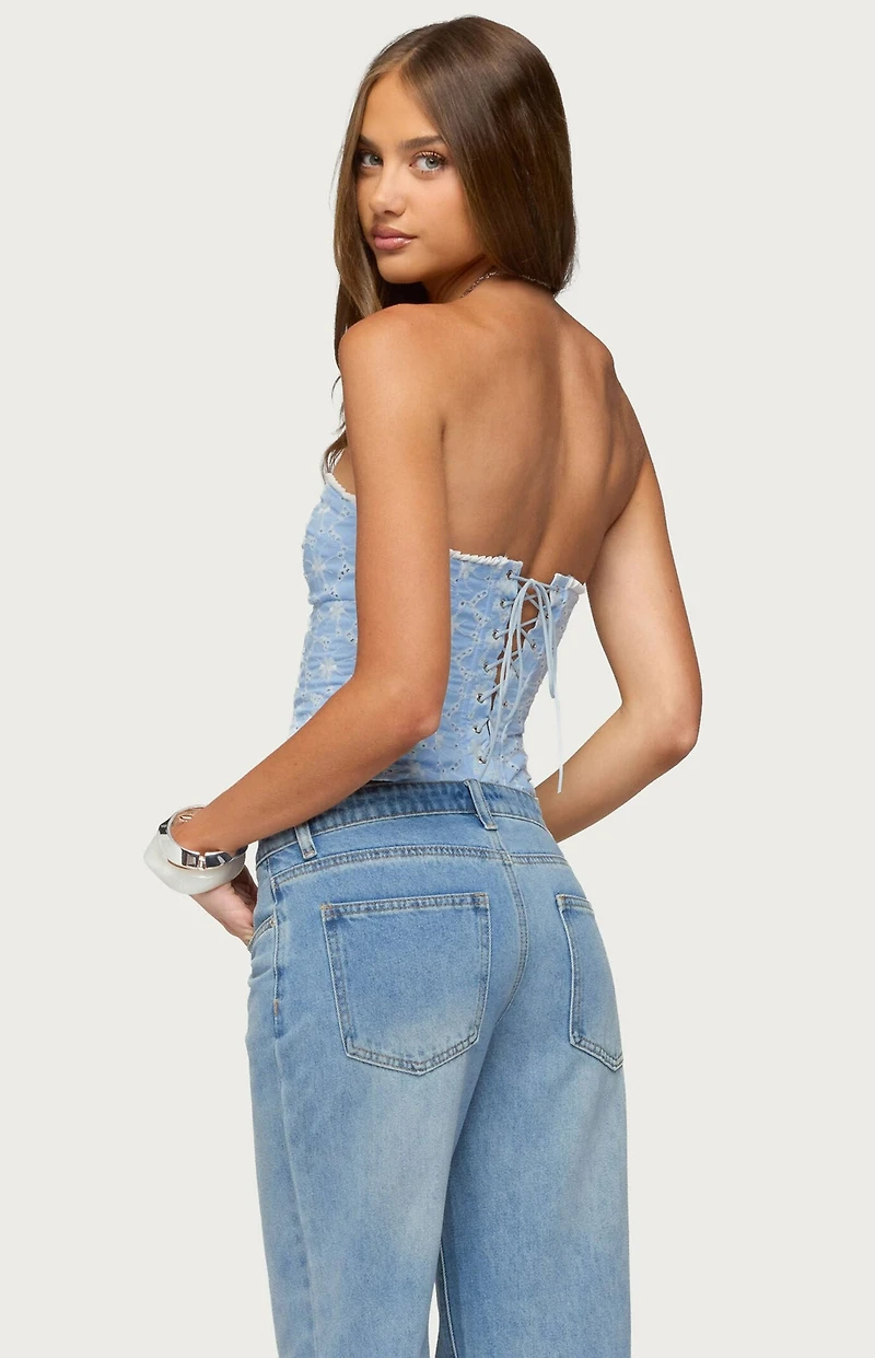 Edikted Zeffey Eyelet Corset Top