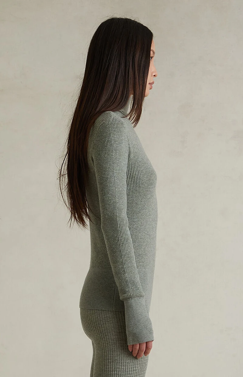 Fear of God ESSENTIALS Women’s Concrete Heather Waffle Knit Tight Hooded Sweater