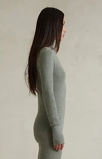 Fear of God ESSENTIALS Women’s Concrete Heather Waffle Knit Tight Hooded Sweater