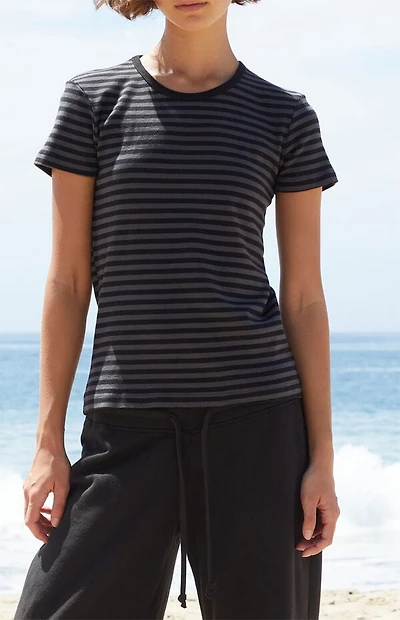 John Galt Black & Gray Striped Hailie Top