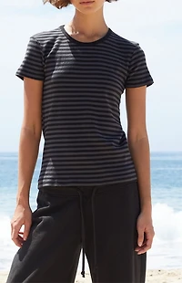 John Galt Black & Gray Striped Hailie Top