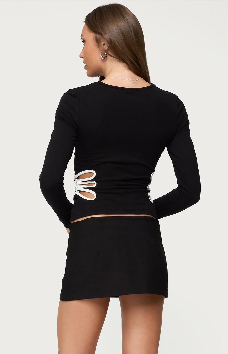 Edikted Contrast Cut Out Long Sleeve Top