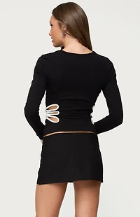Edikted Contrast Cut Out Long Sleeve Top