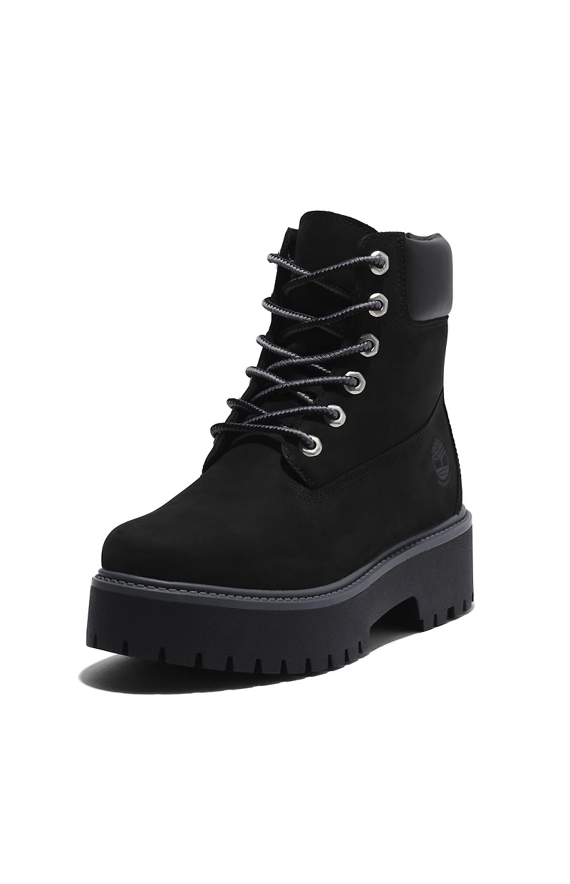 Timberland Women's Black Stone Street 6inch Lace-Up Waterproof Boots