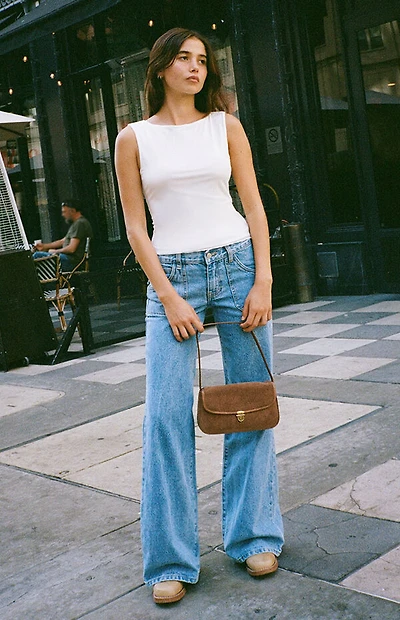 John Galt Light Indigo Low Rise Baggy Wide Leg Jeans