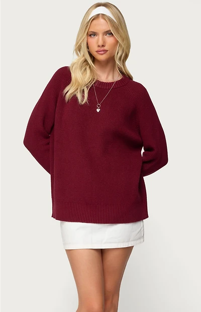 Edikted Lavonne Oversized Knit Raglan Sweater