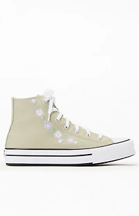 Converse Kids All Star EVA Lift Platform Embroidered Florals High Top Shoes