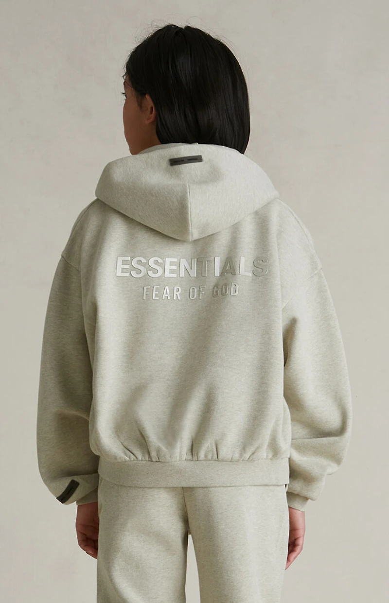 Fear of God ESSENTIALS Kids Heather Stone Full Zip Fleece Hoodie