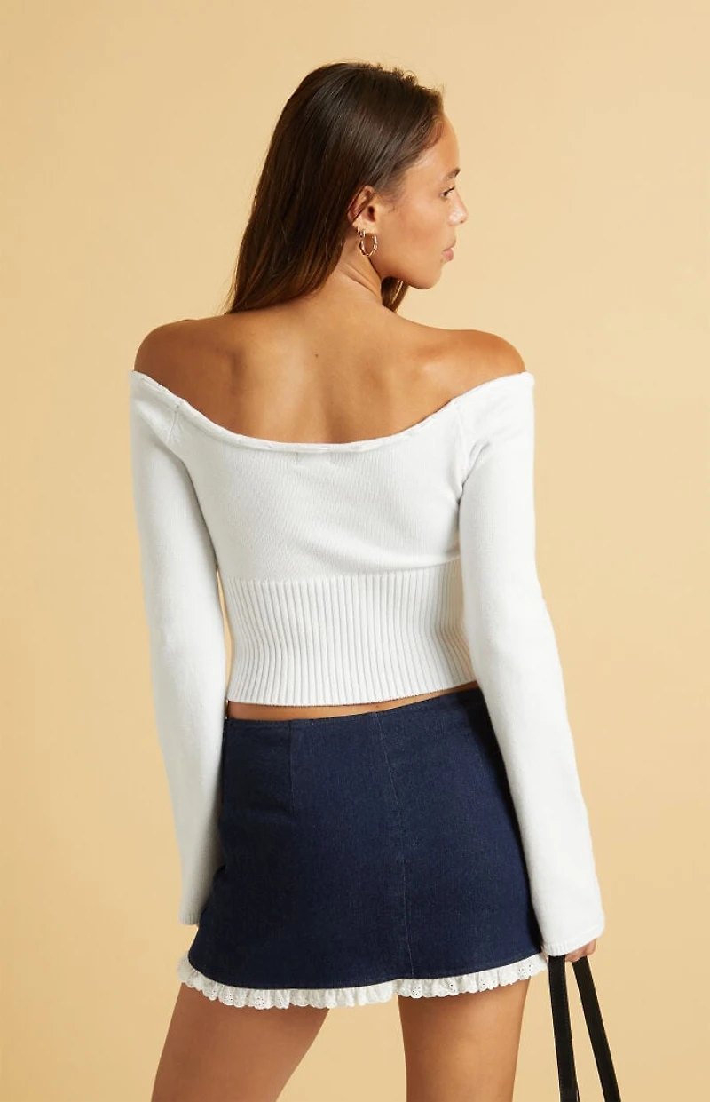 Beverly and Beck Denim Slit Eyelet Mini Skort