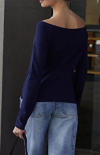 John Galt Navy Bonnie Off-The-Shoulder Top