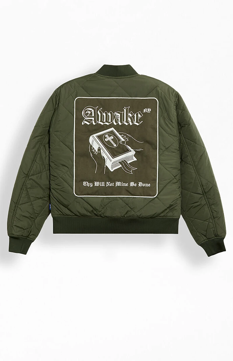 Awake NY Quilted Patch Bomber Jacket