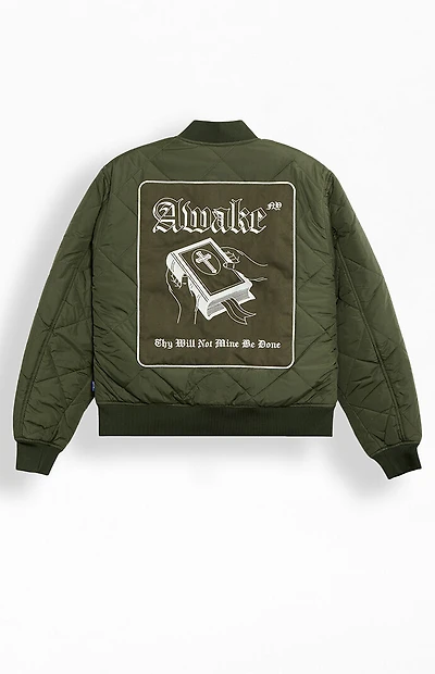 Awake NY Quilted Patch Bomber Jacket