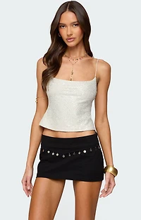 Edikted Metallic & Sequin Texture Tank Top