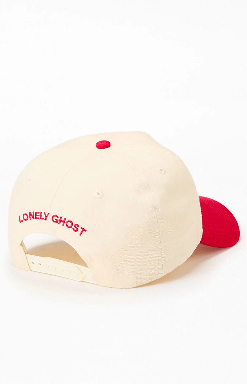 LONELY GHOST Cream & Red Text Me When You Get Lonely Snapback Hat