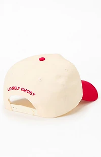 LONELY GHOST Cream & Red Text Me When You Get Lonely Snapback Hat