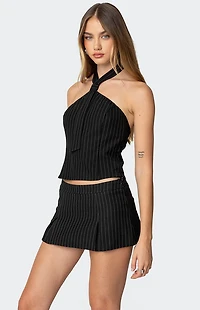 Edikted Karine Pinstripe Halter Top