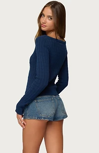 Edikted Larah Boat Neck Cable Knit Top