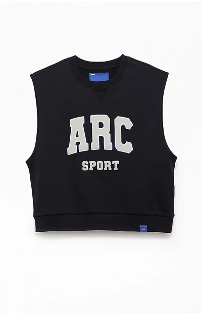 A.R.C. Black Sport Cut Off Muscle Crew Neck Sweatshirt