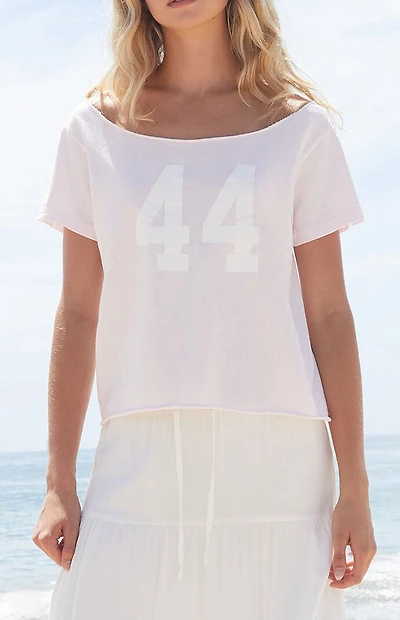 John Galt Pink Robyn 44 Short Sleeve Off-The-Shoulder Top