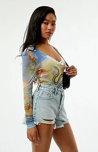 Playboy By PacSun Snake Mesh Long Sleeve Bodysuit