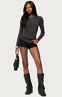 Edikted Daphne Ribbed Long Sleeve T-Shirt