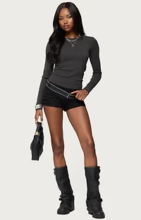 Edikted Daphne Ribbed Long Sleeve T-Shirt