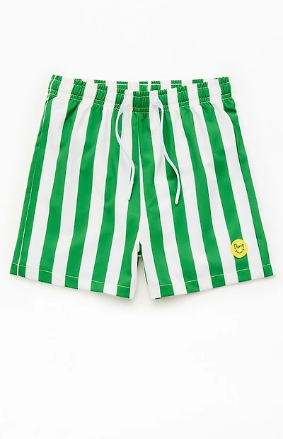 Duvin Design Kids Green Stripe Traveler 3.5" Swim Trunks